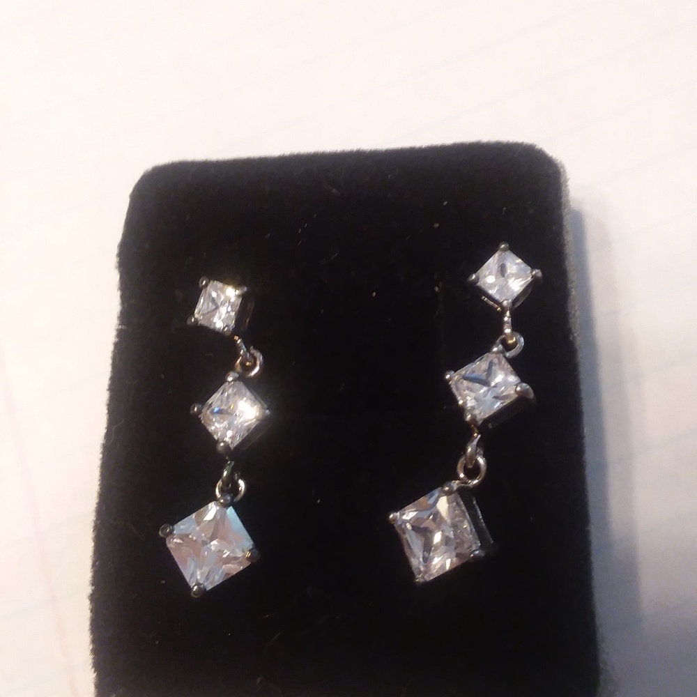 Cubic Zirconia Dangle Earrings - Never Worn